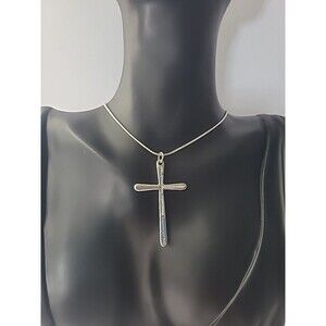 Vintage 925 Sterling Silver Necklace Cross Pendant Chain Jewelry Precious